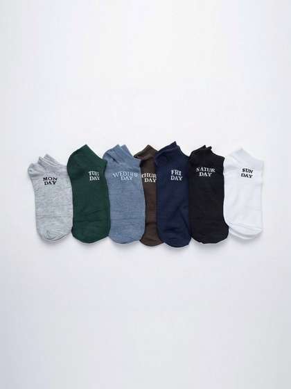 Moda Rapido Men Pack of
                    7 Cotton Blend Assorted Patterned Ankle Length
                    Socks