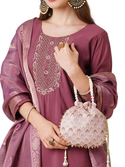 Lavie Women's Noor
                        Chevron Embroidered Small Potli