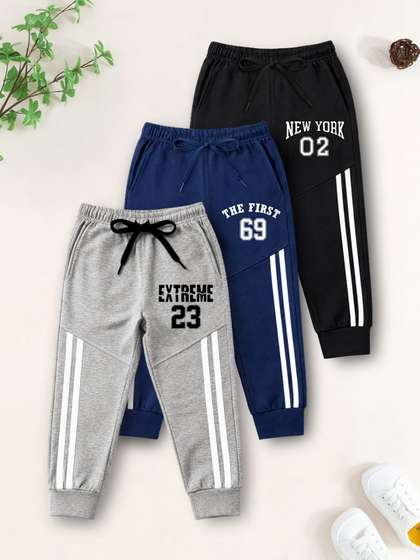 YK X Trampoline Boys
                    Pack of 3 Regular Fit Brand Logo Training Joggers
