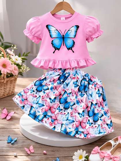 PY PINKYOU Girls
                        Printed T-shirt with Skirt