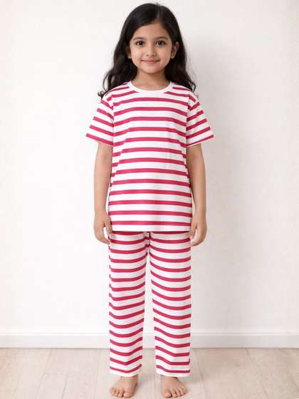 Anthrilo Girls Striped
                      Night suit