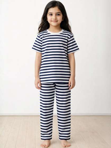 Anthrilo Girls Striped
                    Night suit