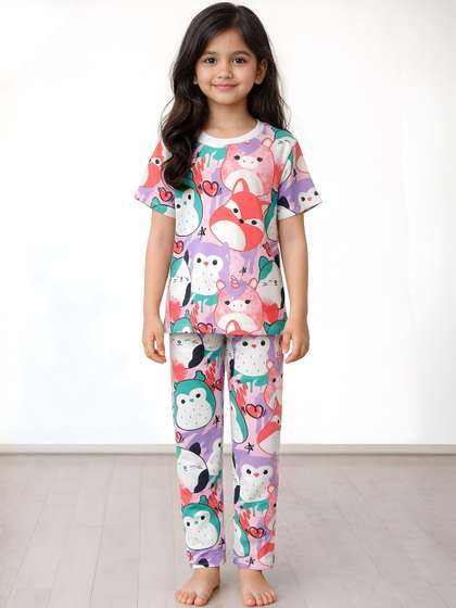 Anthrilo Girls Striped
                    Night suit