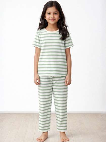 Anthrilo Girls Striped
                    Night suit