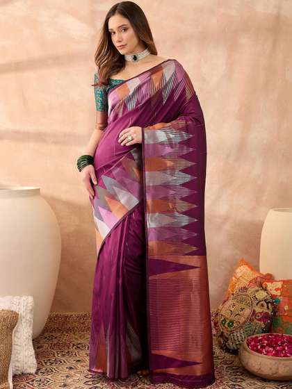 House of Pataudi
                        Woven Design Banarasi Sarees With Unstitched
                        Blouse