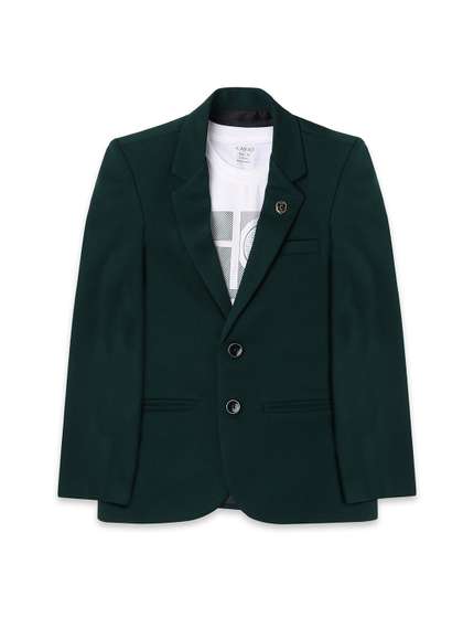 CAVIO Boys Notched Lapel
                    Collar Pure Cotton Single-Breasted Blazer With
                    T-Shirt