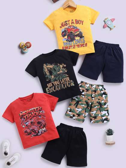 Blushh Berry Boys
                    Printed T-shirt with Shorts