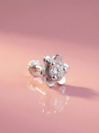 MAEJOY Solitaire Lab
                        grown diamond 92.5 Sterling Silver 18KT Rhodium
                        plated nose pin