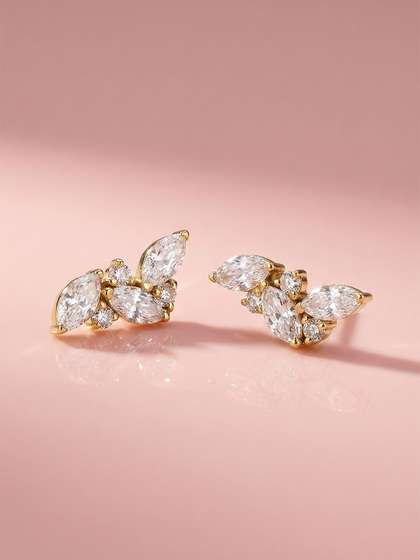 MAEJOY Marquise
                          cut Lab grown diamond 92.5 Sterling Silver
                          18KT Gold plated stud earrings