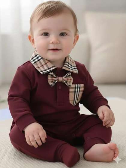 MEROPE Kids Polo Collar
                    Cotton Romper