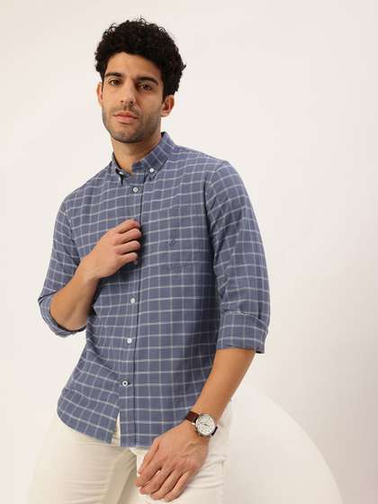 Nautica Pure
                          Cotton Slim Fit Tartan Checks Casual Shirt