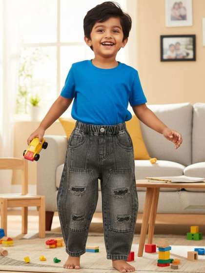SALTY PUMPKIN Boys
                    Regular Fit Mid-Rise Stretchable Jeans