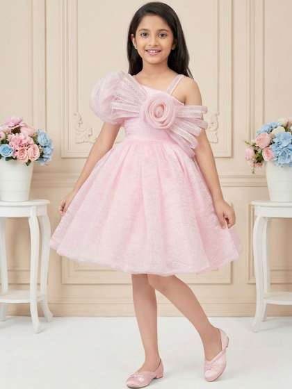 Lagorii Girls
                    Embellished 3D Floral Bow Net Fit & Flare Dress
