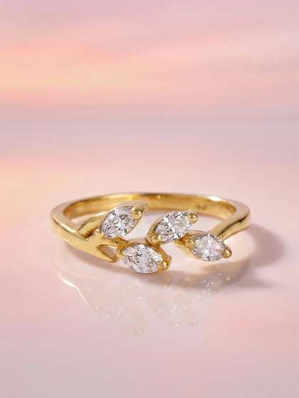 MAEJOY Women leaf
                        grown diamond 92.5 Sterling Silver 18KT Gold
                        plated ring