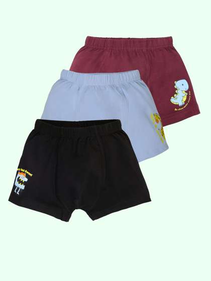 KiddoPanti Boys Pack of
                    3 Printed Trunks