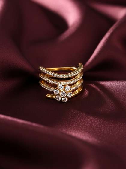 MAEJOY Multi Band
                        Lab grown diamond 92.5 Sterling Silver 18KT Gold
                        plated spiral ring