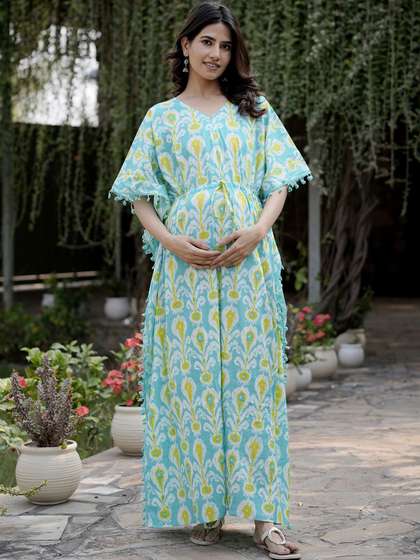 Aujjessa Ethnic
                        Motifs Print Maternity Kaftan Maxi Dress