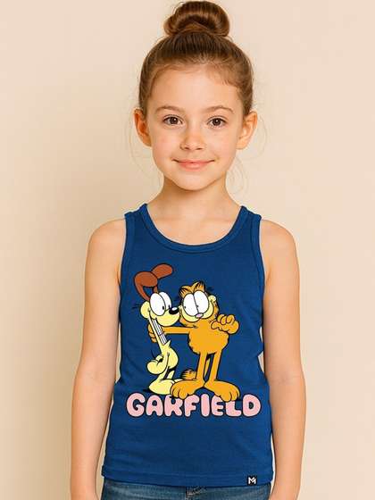 YK X Minute Mirth Girls
                    Garfield Printed Sleeveless Cotton Tops