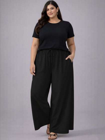 CURVE BY KOTTY Women
                        High-Rise Wrinkle Free Trousers