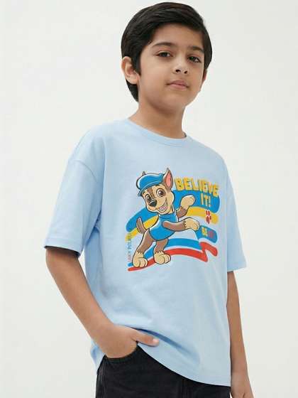 Button Bear Kids
                      Unisex Paw Patrol Printed Light Blue Oversized
                      T-Shirt