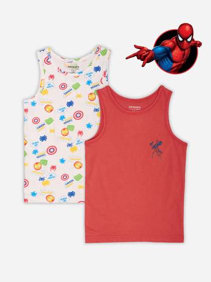 Pantaloons Junior Boys
                      Pack of 2 Printed Assorted Cotton Undershirt