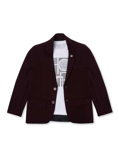 CAVIO Boys Pure Cotton
                    Notched Lapel Collar Single-Breasted Blazer With
                    T-Shirt