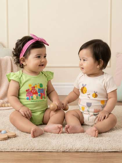 Nauti Nati Girls Pack
                      of 2 Tropical Print Bodysuits