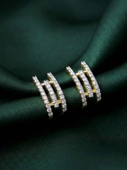 MAEJOY Half Hoop
                          Lab grown Diamond 92.5 Sterling Silver 18KT
                          Gold Plated Huggie Earrings