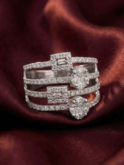 MAEJOY Multi band Lab
                      grown diamond 92.5 Sterling Silver 18KT Rhodium
                      plated ring