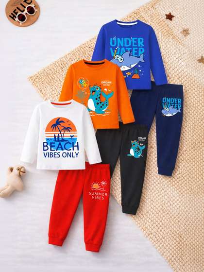 YK X Trampoline Boys
                      Pack of 3 Printed T-shirt with Trousers