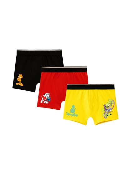 Button Bear Boys Pack of
                    3 Cotton Garfield & Paw Patrol & SpongeBob
                    Printed Trunks