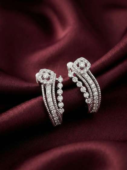 MAEJOY Women Lab
                        grown diamond 92.5 Sterling Silver 18KT Rhodium
                        plated hoop earrings