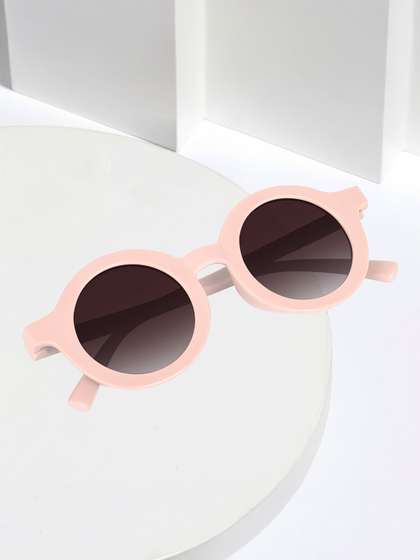 IFLASH Unisex Kids Brown
                    Lens & Pink Round Sunglasses with