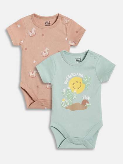 MINI KLUB Pack of 2
                      Printed Cotton Round Neck Bodysuit