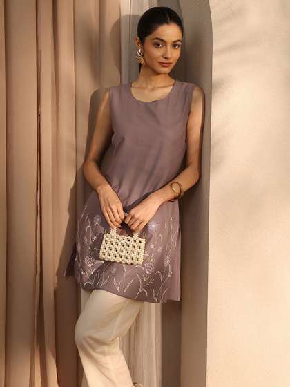 Libas Floral
                          Embroidered Linen Kurti