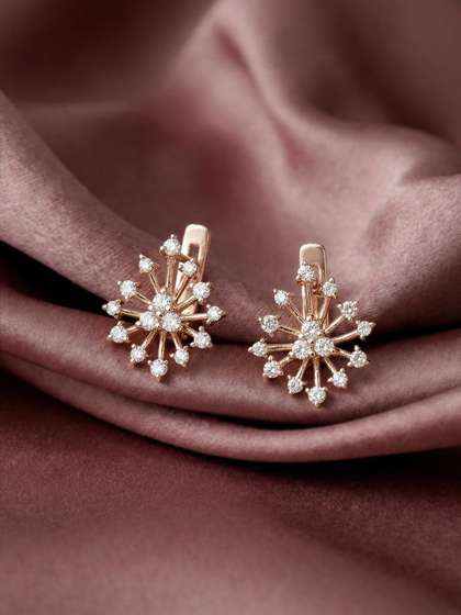 MAEJOY Snow flake Lab
                      grown diamond 92.5 Sterling Silver 18KT Rose gold
                      plated Earrings