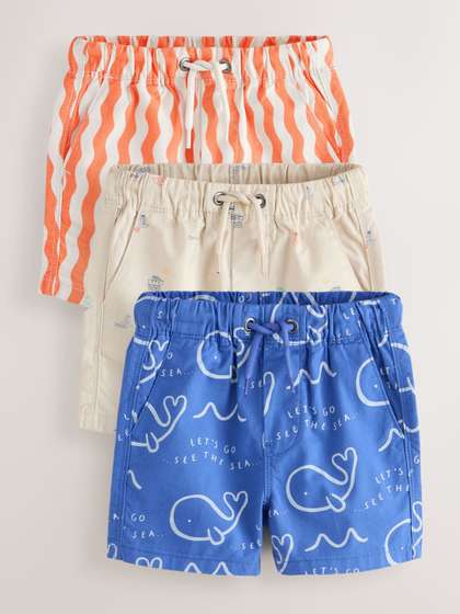 NEXT Boys Pack of 3 Pure
                    Cotton Printed Shorts