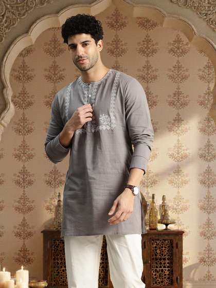 House of Pataudi
                        Floral Embroidered Pure Cotton Jashn Kurta