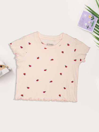 Pantaloons Junior Girls
                    Printed Round Neck T-shirt