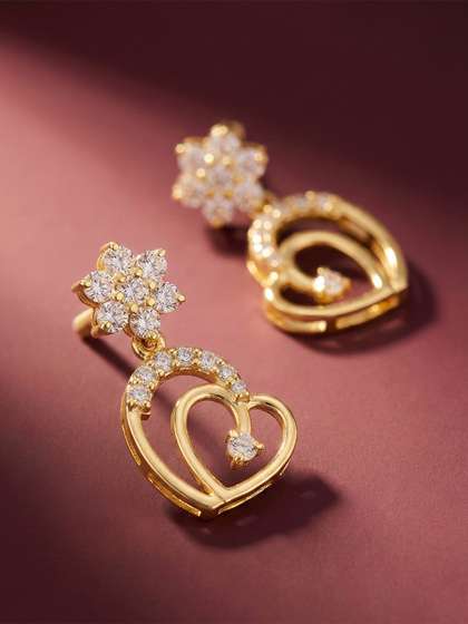 MAEJOY Heart Lab
                        grown diamond 92.5 Sterling Silver 18KT Gold
                        plated drop earrings