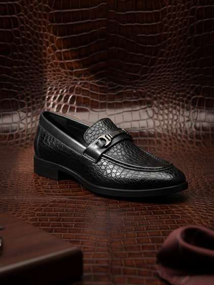 House of Pataudi Men
                        Square Toe Slip-On Loafers Formal Shoes