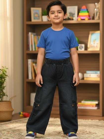 SALTY PUMPKIN Boys Wide
                    Leg Mid-Rise Light Fade Stretchable Jeans