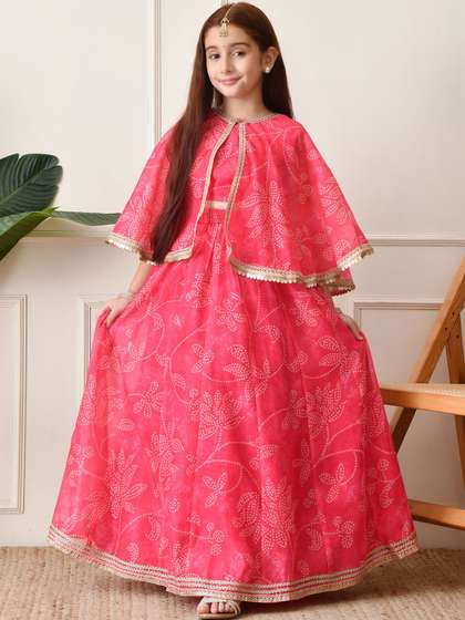 House of Pataudi Girls
                    Printed Round Neck Flared Lehenga Choli