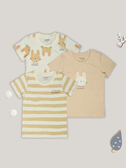 Pantaloons Baby Girls
                    Pack Of 3 Round Neck Short Sleeves T-shirt