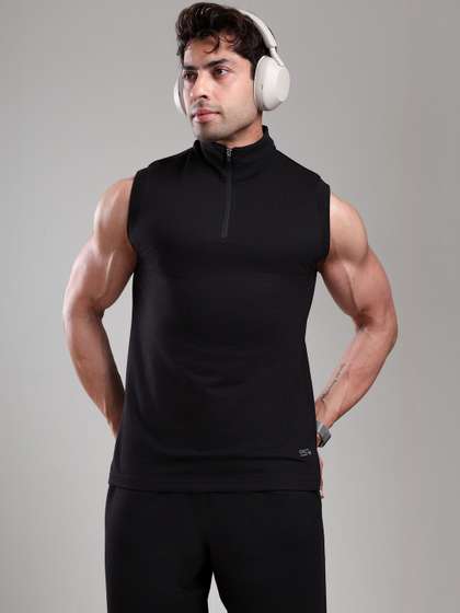 GROW Men Quarter Zip
                        Pullover Half Zip Sleeveless Sweater Gym Vest
                        T-Shirt