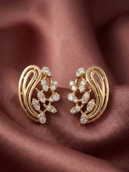 MAEJOY Leafy Lab
                        grown diamond 92.5 Sterling Silver 18KT Gold
                        plated stud earrings