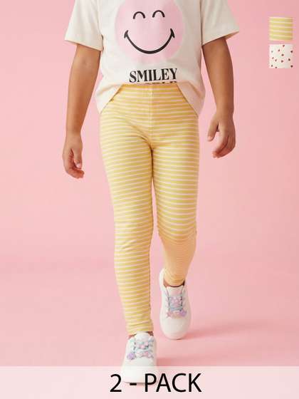 Nauti Nati Girls Cotton
                    Striped Ankle Length Leggings