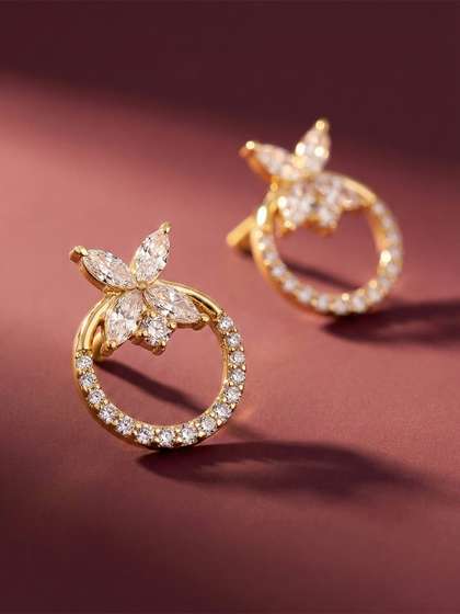MAEJOY Butterfly Lab
                        grown diamond 92.5 Sterling Silver 18KT Gold
                        plated earrings