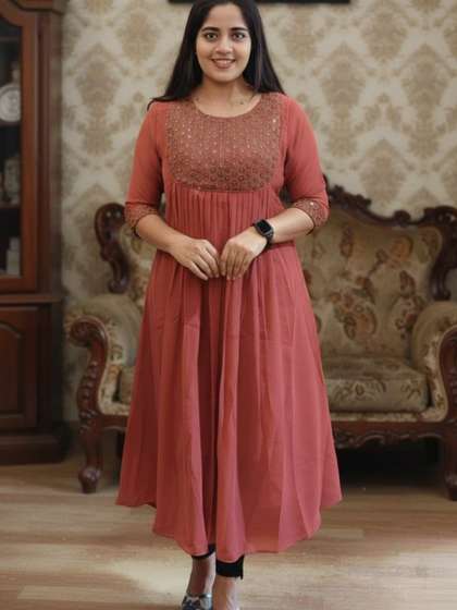TIWESA-THE TREASURE
                        OF CREATIONTIWESA Embroidered Thread Work Thread
                        Work Pleated Kurti