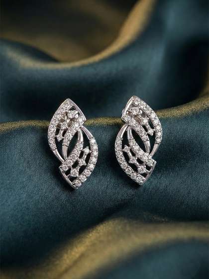 MAEJOY Twisted Lab
                          grown diamond 92.5 Sterling Silver 18KT
                          Rhodium plated stud earrings